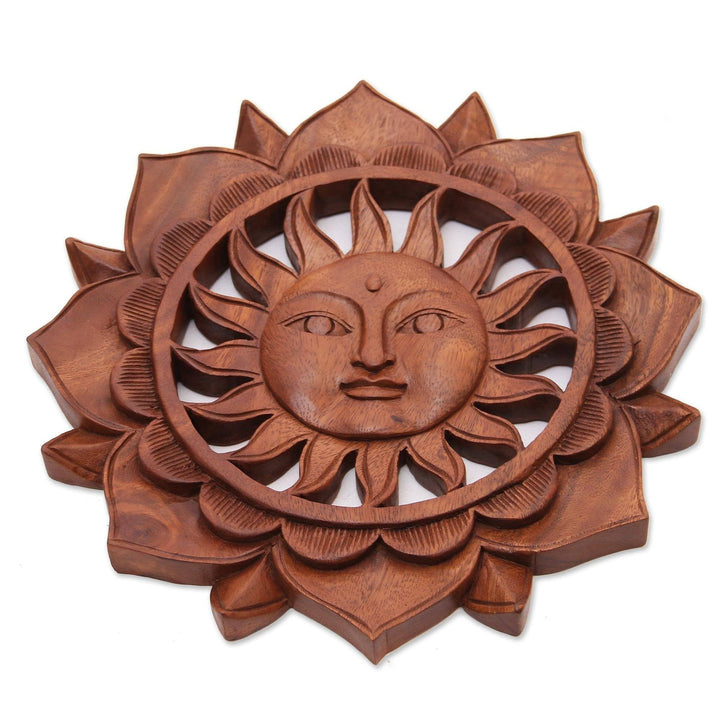 Wood Relief Panel 'Sun Flower' 0.8" H X 12.25" D Brown Modern Contemporary - Diamond Home USA
