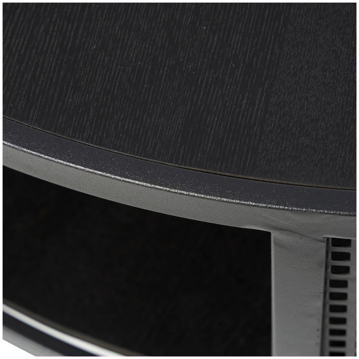 Black Metal Open Grid Frame 1 Shelf Coffee Table with Gold Legs Modern - Diamond Home USA