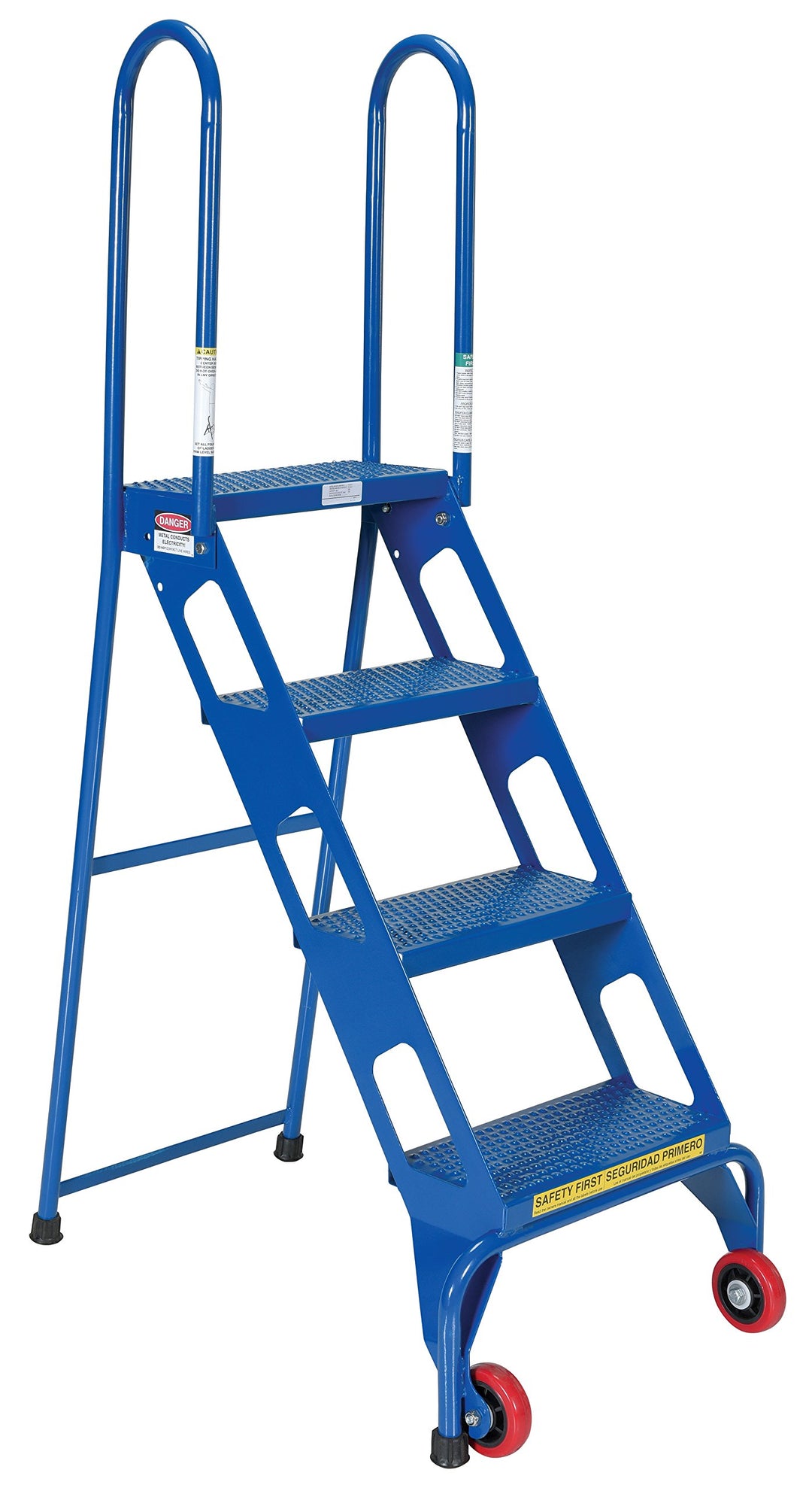 AllWelded Vestil Lock And Roll Folding Ladders With Wheels 4 Steps Steel