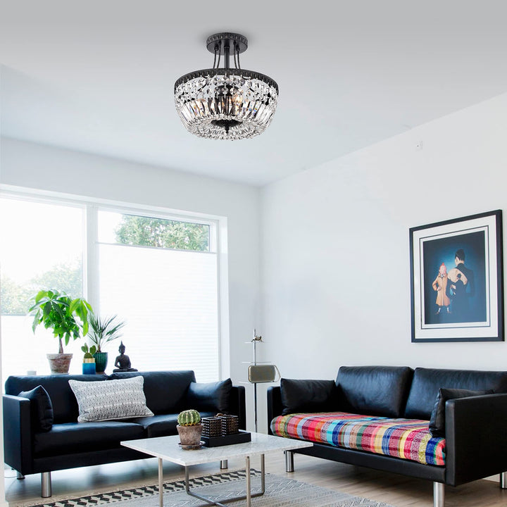 First Lighting Achenar Crystal 3-Light Semi Flush Mount - Diamond Home USA