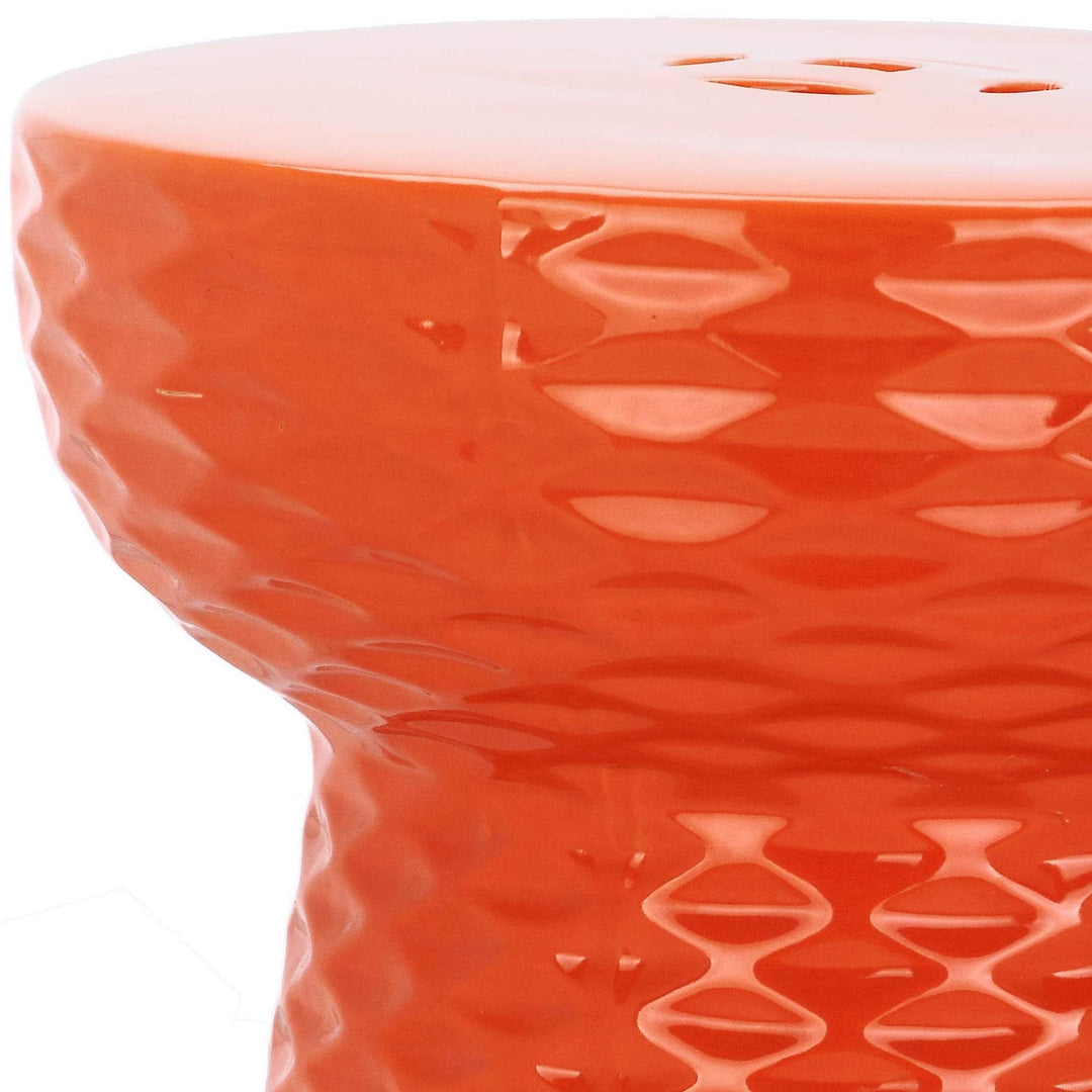Orange Garden Stool - 12.5" X 17.5" Ceramic - Diamond Home USA