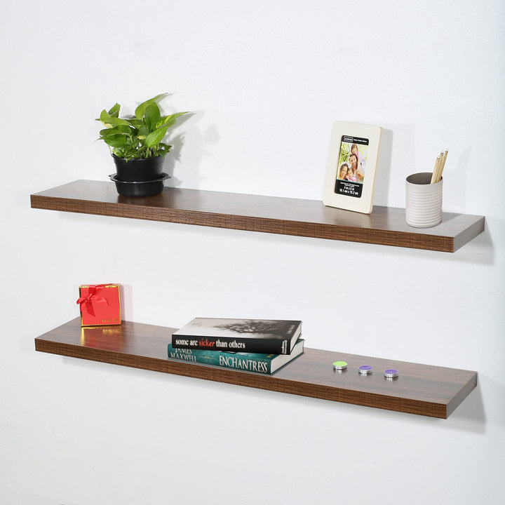 Set of 2 Modern and Contemporary Antique Walnut Floating Shelves 9.25'' X 47.2''