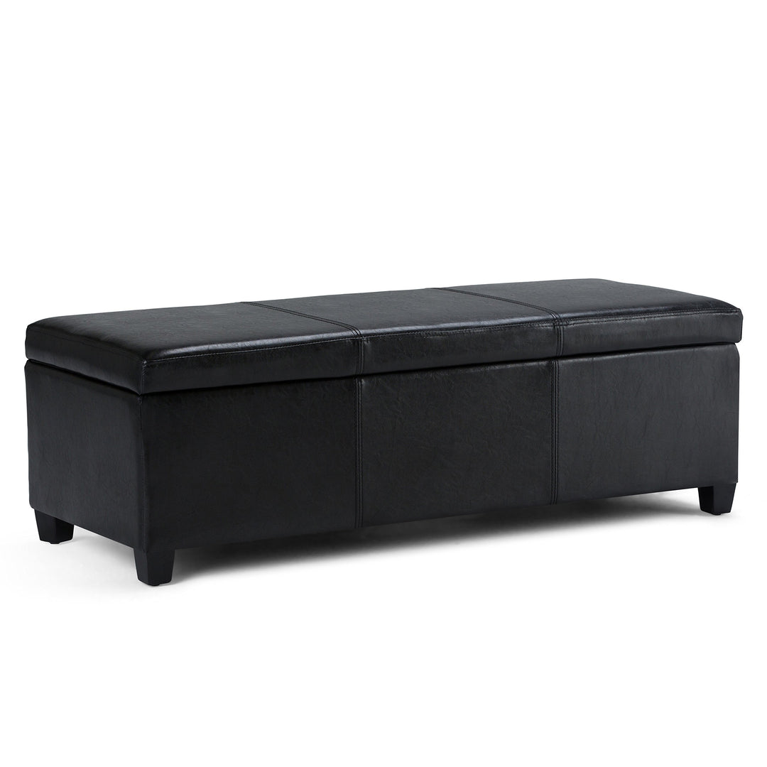 SIPLIHOE Avalon 48 Inch Wide Contemporary Rectangle Storage Ottoman Bench in Midnight Black