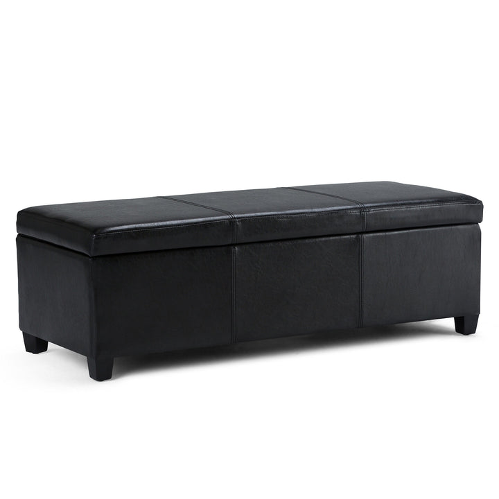 SIPLIHOE Avalon 48 Inch Wide Contemporary Rectangle Storage Ottoman Bench in Midnight Black