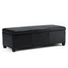 SIPLIHOE Avalon 48 Inch Wide Contemporary Rectangle Storage Ottoman Bench in Midnight Black