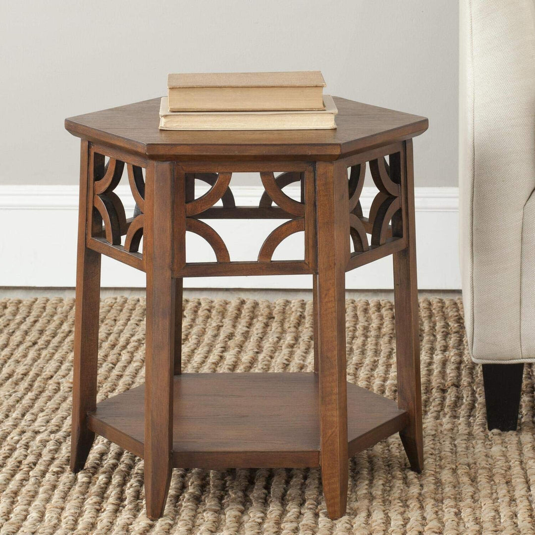 Safavieh American Homes Collection Connor Light Brown Hexagon End Table - Diamond Home USA