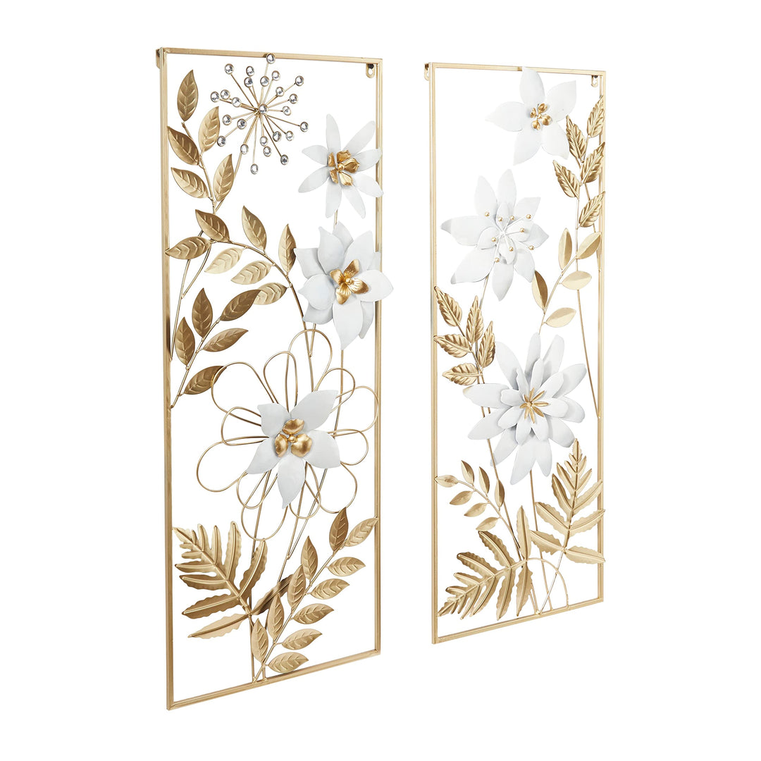 Gold Metal Coastal Floral Wall (Set Of 2) Nautical - Diamond Home USA