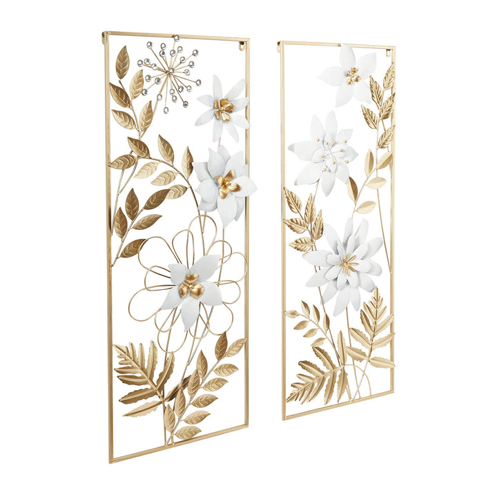 Gold Metal Coastal Floral Wall (Set Of 2) Nautical - Diamond Home USA