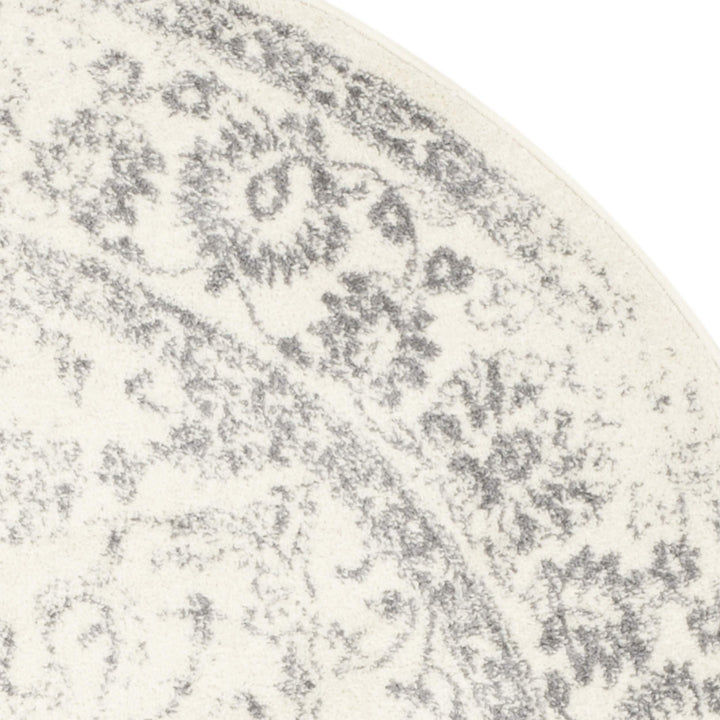 Distressed Style Circular Rug 6'0" Indoor Neutral Ivory Silver Oriental - Diamond Home USA