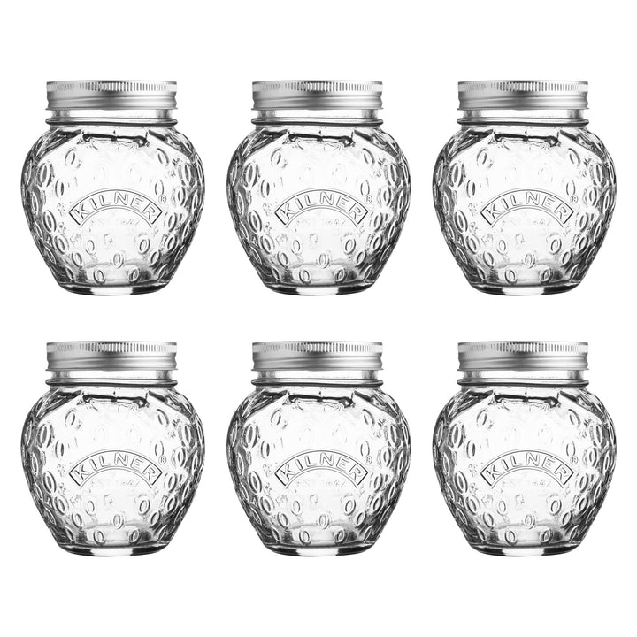 Set of 6 Strawberry Fruit Jars Clear Glass - Diamond Home USA