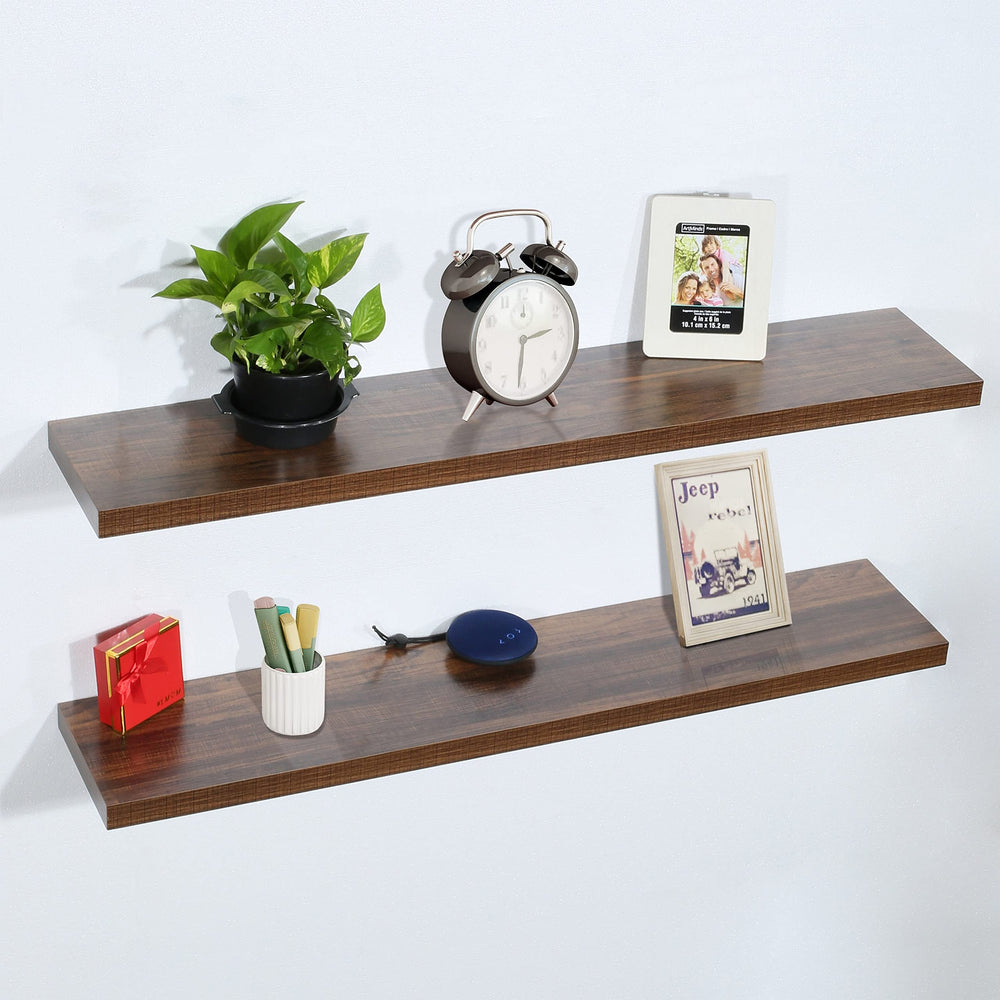 Set of 2 Modern and Contemporary Antique Walnut Floating Shelves 9.25'' X 47.2'' - Diamond Home USA