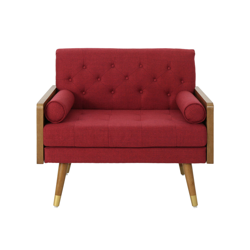 Christopher Knight Home Greta Mid Century Modern Fabric Club Chair Red Dark