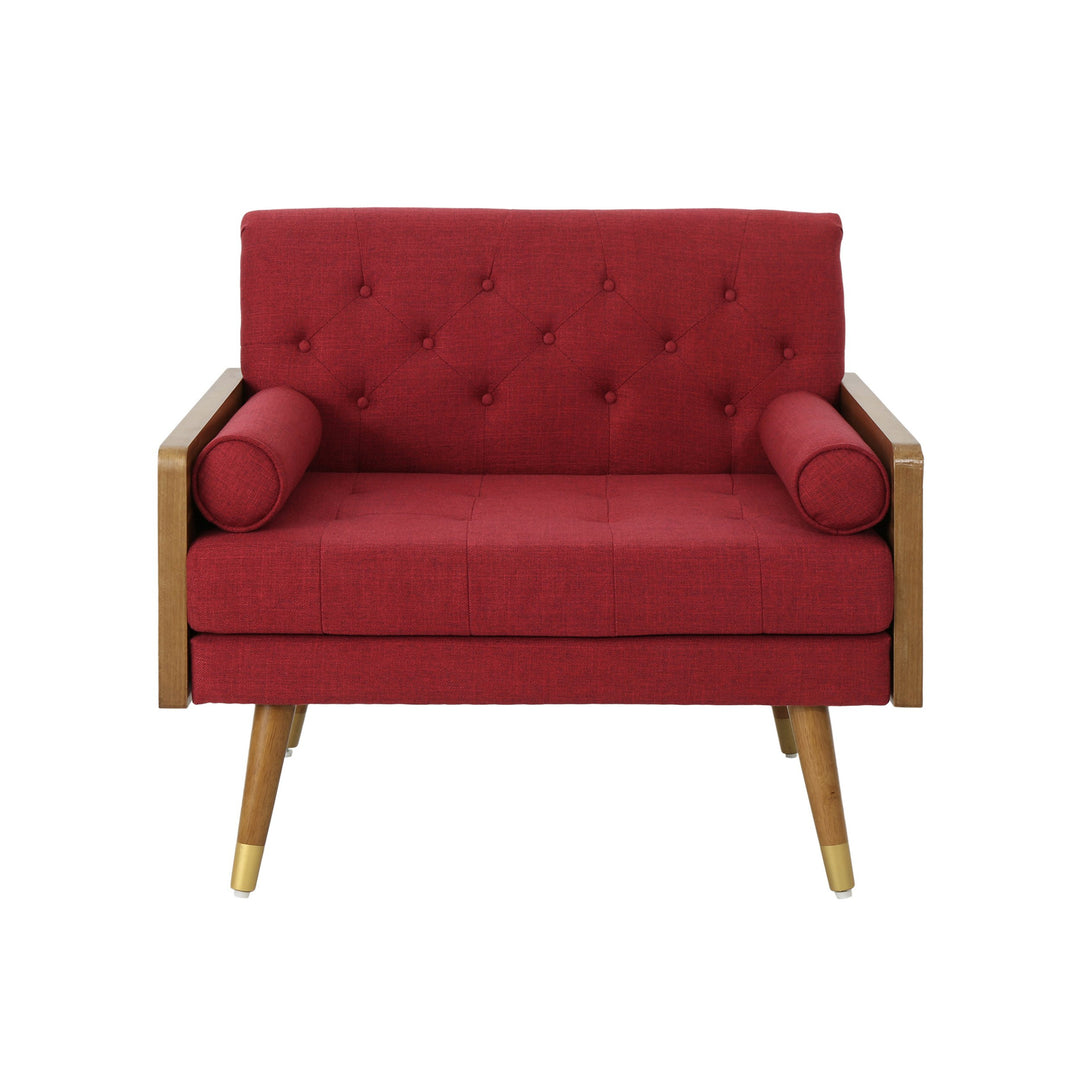 Christopher Knight Home Greta Mid Century Modern Fabric Club Chair Red Dark