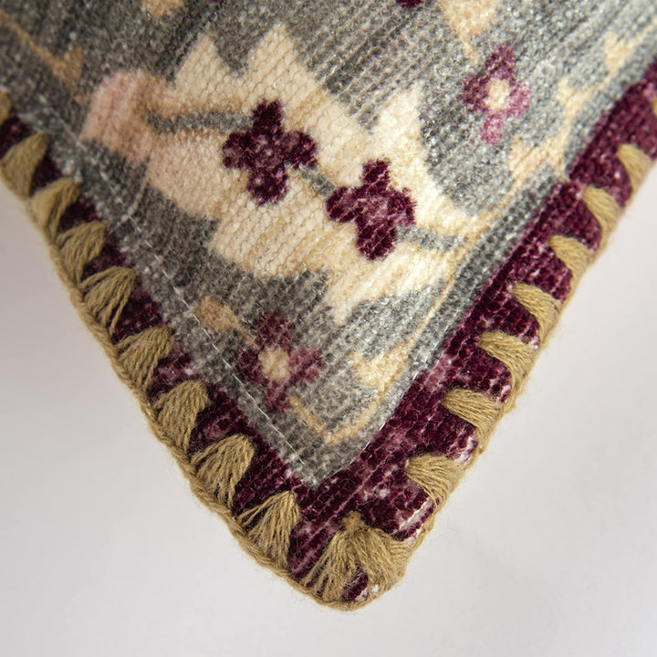 Purple Antique Cotton Pillow Cover Multi Color Textured Transitional Single - Diamond Home USA