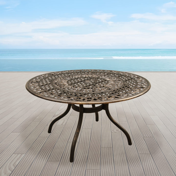 Oakland Living Patio Dining Bronze Weatherproof Outdoor Aluminum 48" Round Table - Diamond Home USA