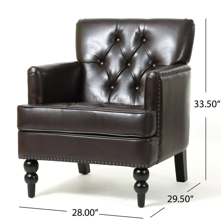 Christopher Knight Home Malone Leather Club Chair Brown 28D x 29.5W x 33.5H Inch - Diamond Home USA