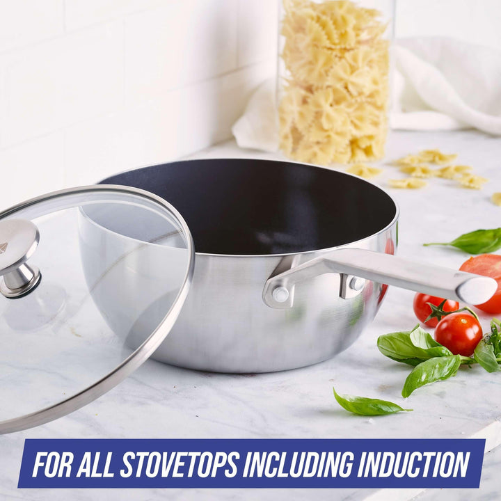 Blue Diamond Tri-ply Stainless Steel Healthy Ceramic Nonstick 2.5qt Sauce Pan - Diamond Home USA