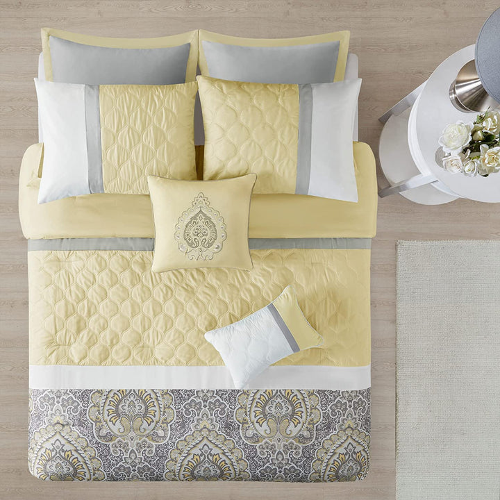 510 DESIGN Luxe Quilted Comforter Set Modern Transitional Design All Season Down