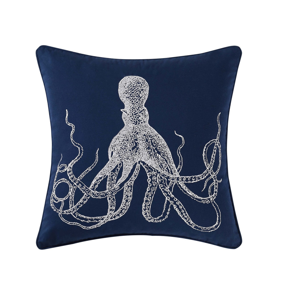 Oceanfront Resort Octopus Decorative qauare Navy Pillow Decorative Pillow 18"