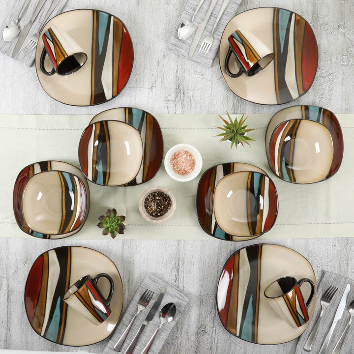 Gibson Elite Althea 16 Piece Reactive Glaze Dinnerware Multicolor - Service - Diamond Home USA