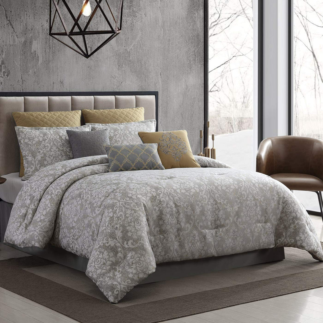Riverbrook Home 100% Polyester Comforter Set King Lantana - Gray 10 Piece Set Grey - King