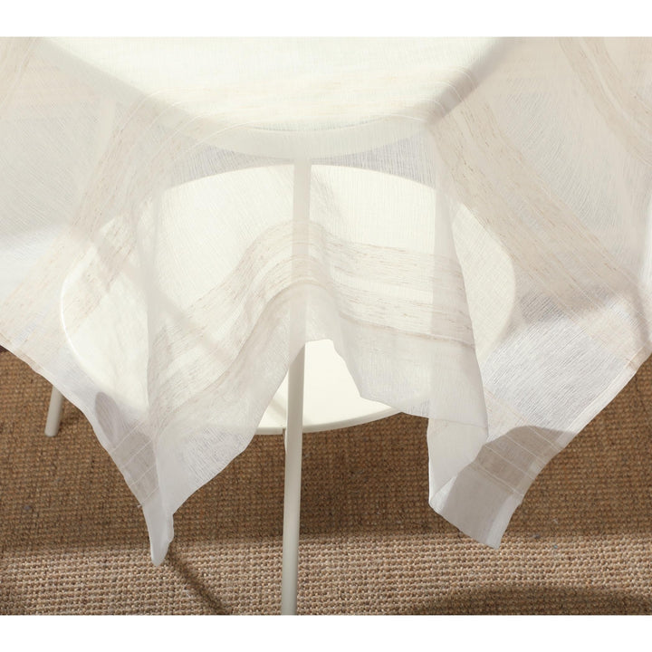 Set of 2 Woven Striped Curtain Panels 37" X 84" Beige Stripe Casual Shabby - Diamond Home USA