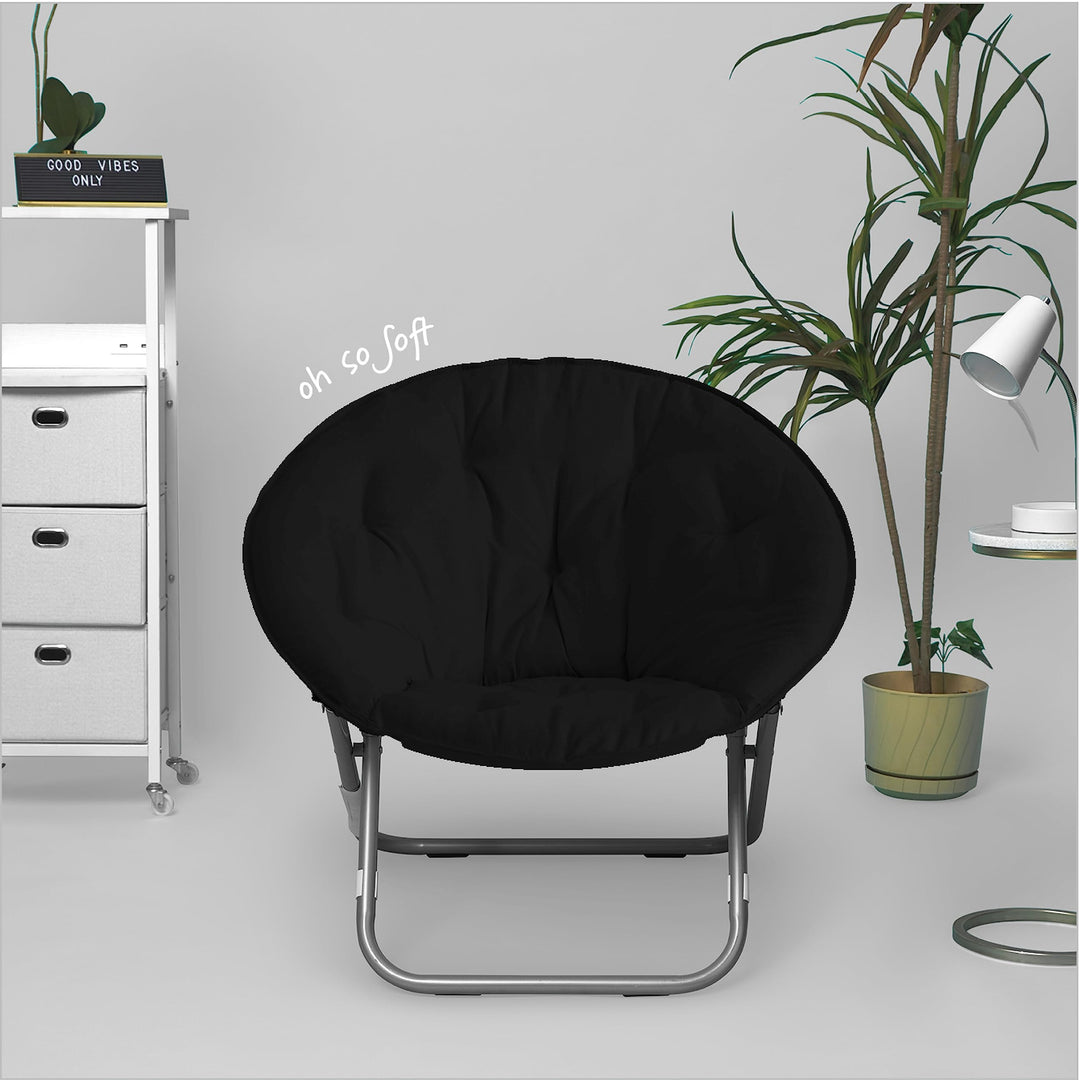 Urban Lifestyle Microsuede Foldable Saucer Chair Black 27D x 32W x 29.5H in - Diamond Home USA