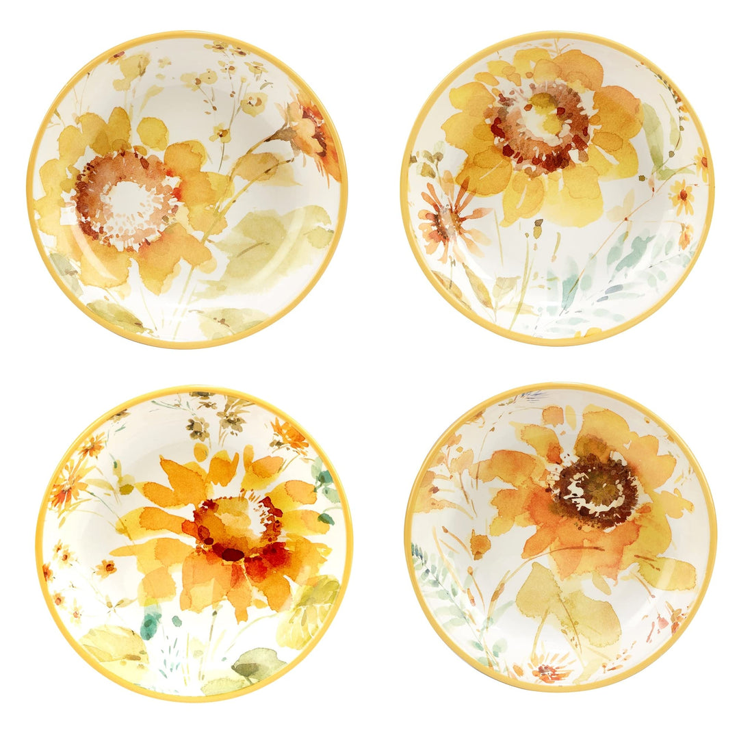 24 Oz. Soup/cereal Bowls Set Of 4 9" Dia X 2" Multi Color Off/White Orange