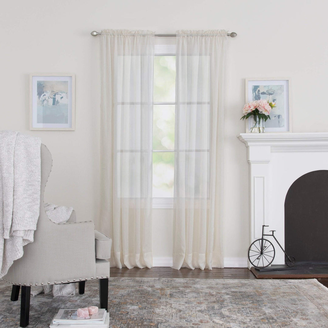 Miller Curtains Preston Sheer 108-Inch Rod Pocket Curtain Panel - 52 108-52 Crimson - Diamond Home USA