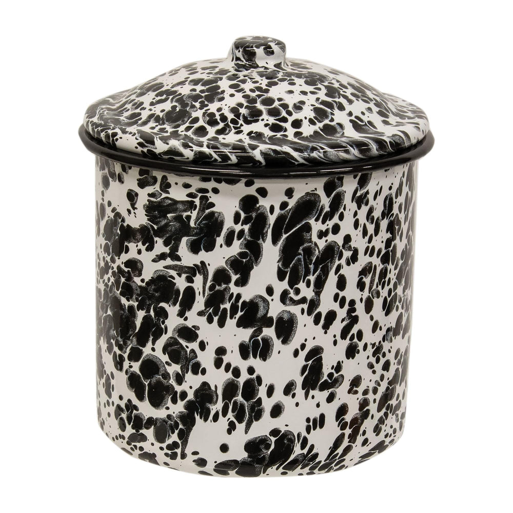 3/Set Black Splatter Enamel Canisters Country Ceramic - Diamond Home USA