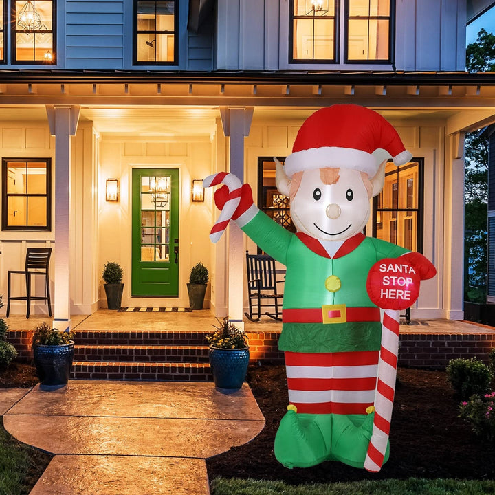 Lighted 8ft Elf Outdoor Inflatable H X 63" W 40.55" D Multi Color Elves
