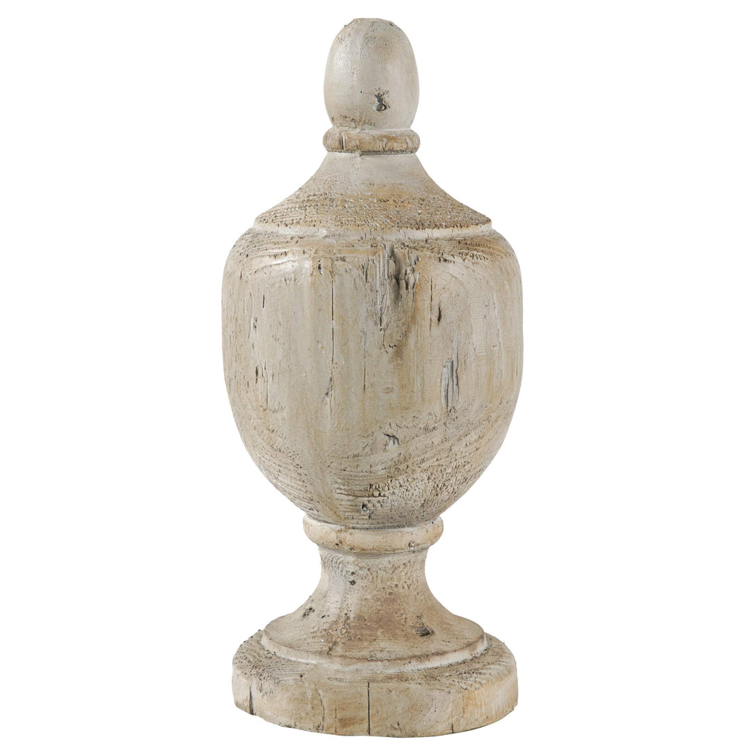 Beige Wood Decorative Finial Vintage Handmade
