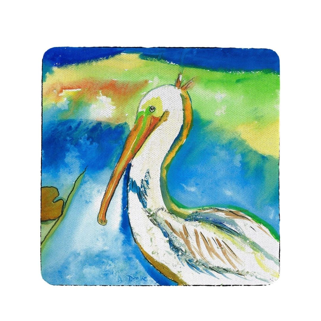 White Pelican Coaster Set of 4 Multi Color Synthetic Fiber