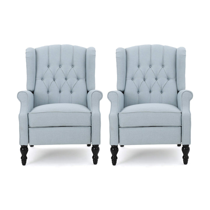 Christopher Knight Home Earlean Fabric Recliner (Set of 2) Light Sky Dark Brown Light Sky + Dark Brown