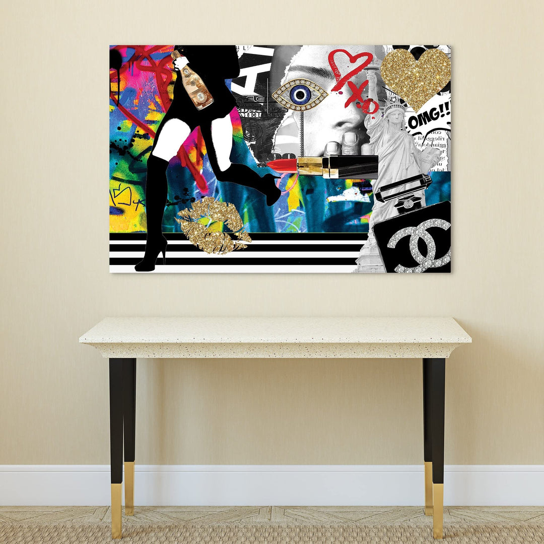 Glamour Running Women Frameless Free Floating Tempered Glass Fashion Panel - Diamond Home USA