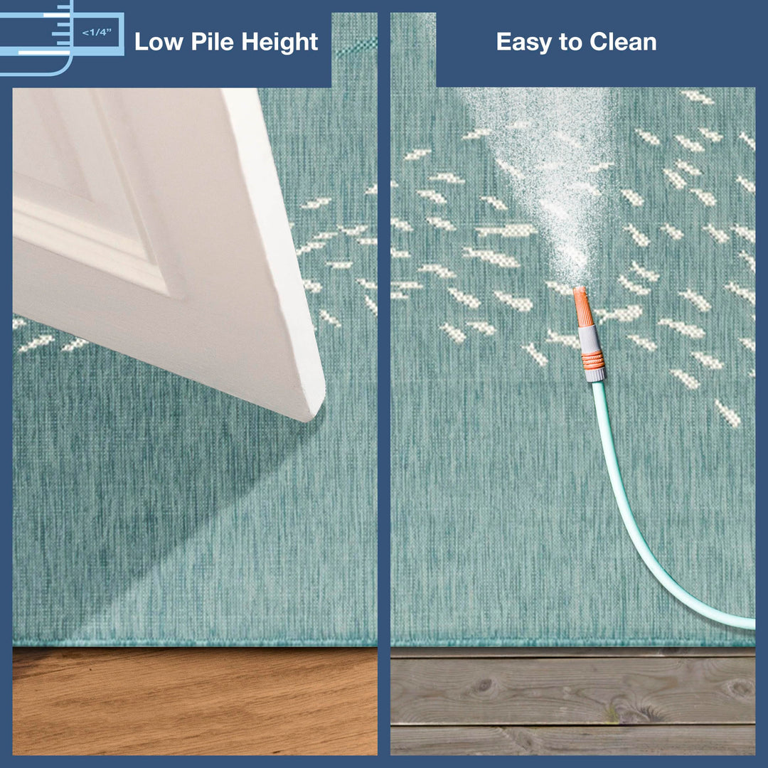 Liora Manne CARMEL Indoor/Outdoor Power Loomed Synthetic Blend Low Profile 3'3" x 4'11" - Aqua - Diamond Home USA