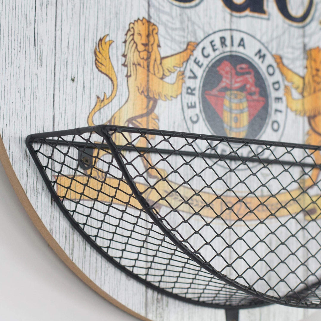 Beer Bottle Opener Cap Catcher Wall 14" Blue Metal Wood - Diamond Home USA