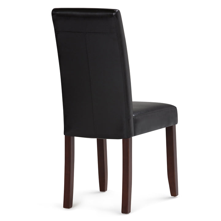 SIMPLIHOME Acadi Parson Dining Chair (Set of 2) Midnight Black Faux Leather - Diamond Home USA