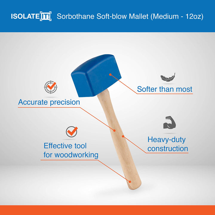 Sorbothane Soft-Blow Mallet for Furniture Construction and Woodworking (Medium - - Diamond Home USA