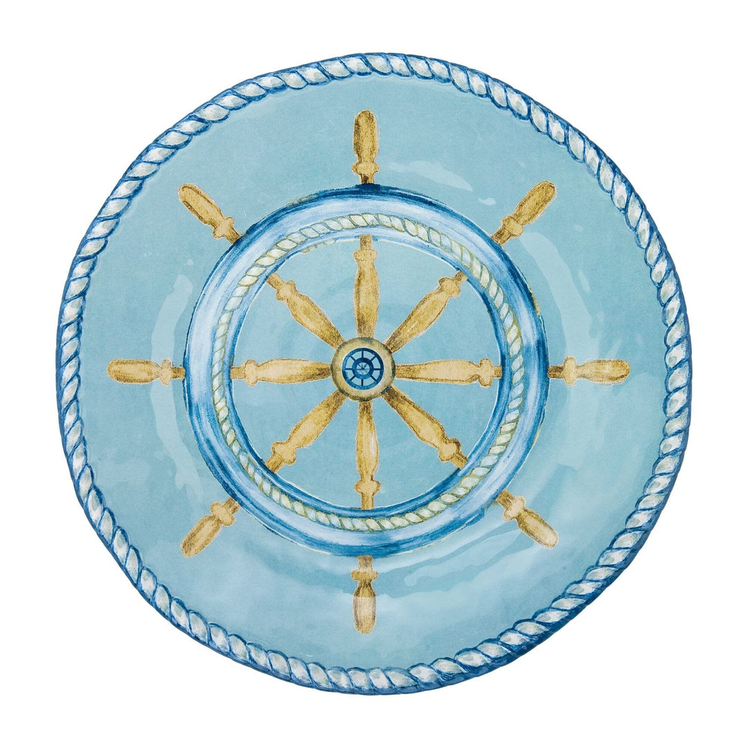 12-piece Sail Away Dinnerware Set Blue Coastal Casual Round 12 Piece - Diamond Home USA