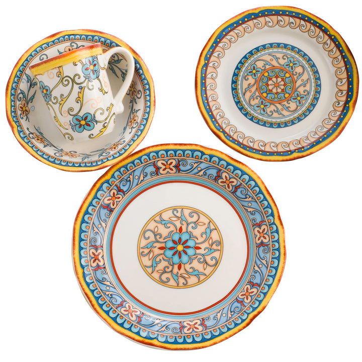 Euro Ceramica Duomo 16 Piece Stoneware Dinnerware Set Service for 4 - - Diamond Home USA
