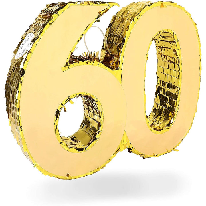 Gold Pinata for 60th Birthday Party Number 60 (16.5 X 13 3 in) Wood