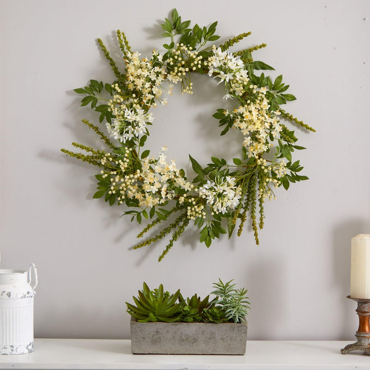 Nearly Natural Home Indoor Decorative Tabletop Succulent Garden with Concrete - Diamond Home USA