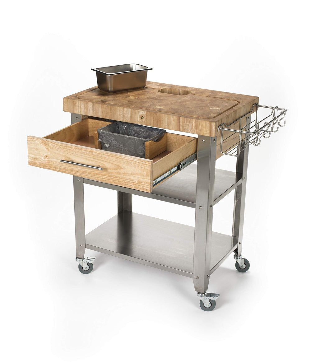 Chris & Chris JET018 Rolling Kitchen Island-Portable Food Prep Table with - Diamond Home USA