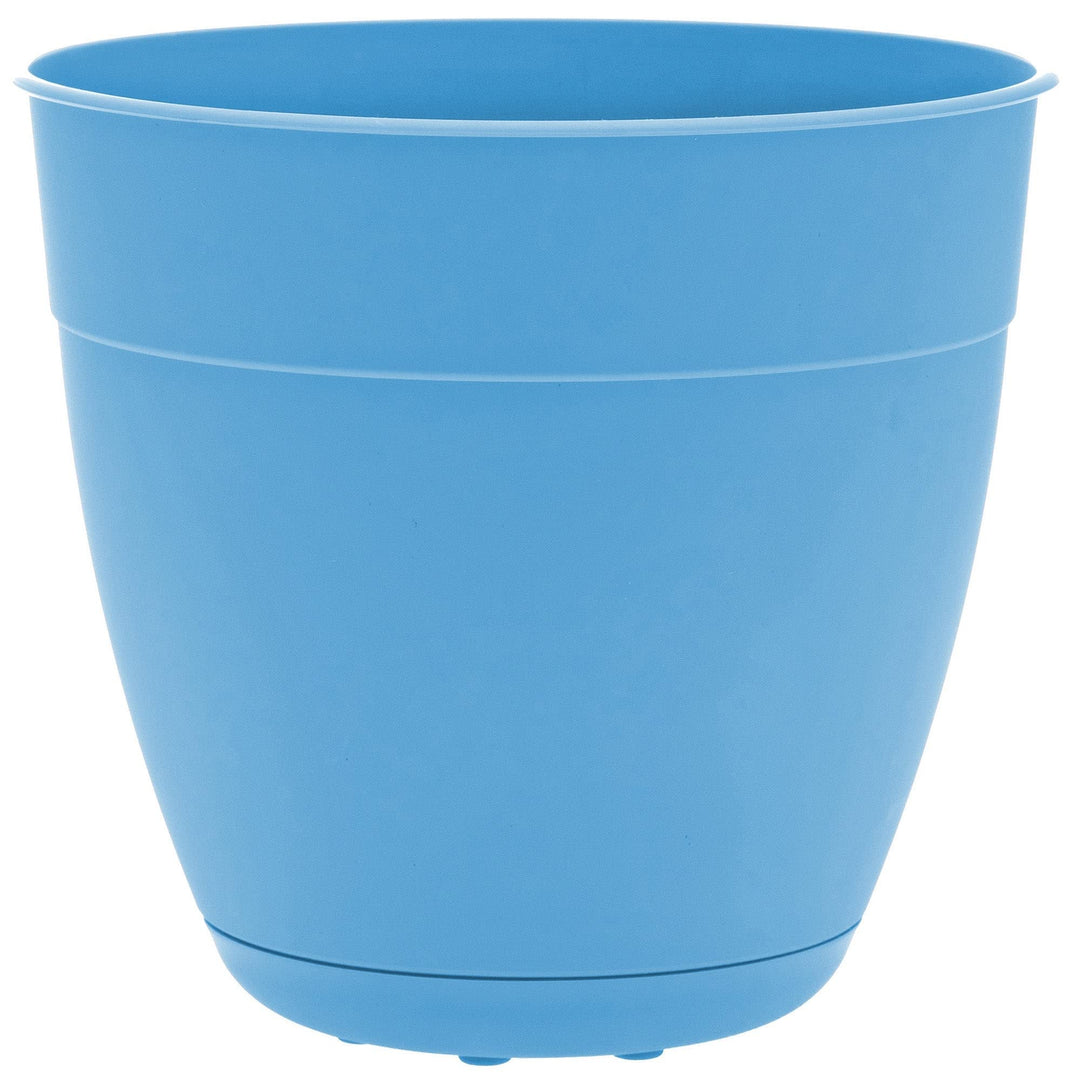Planter with Saucer: 20" Ocean Blue Recycled Plastic Pot Removable Saucer