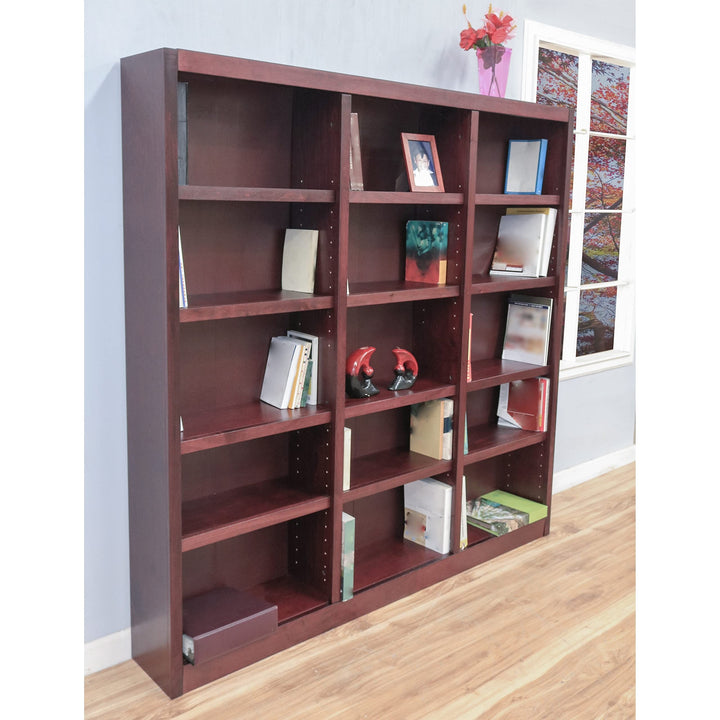 Traditional 72" Tall 15-Shelf Triple Wide Wood Bookcase in Espresso - Diamond Home USA
