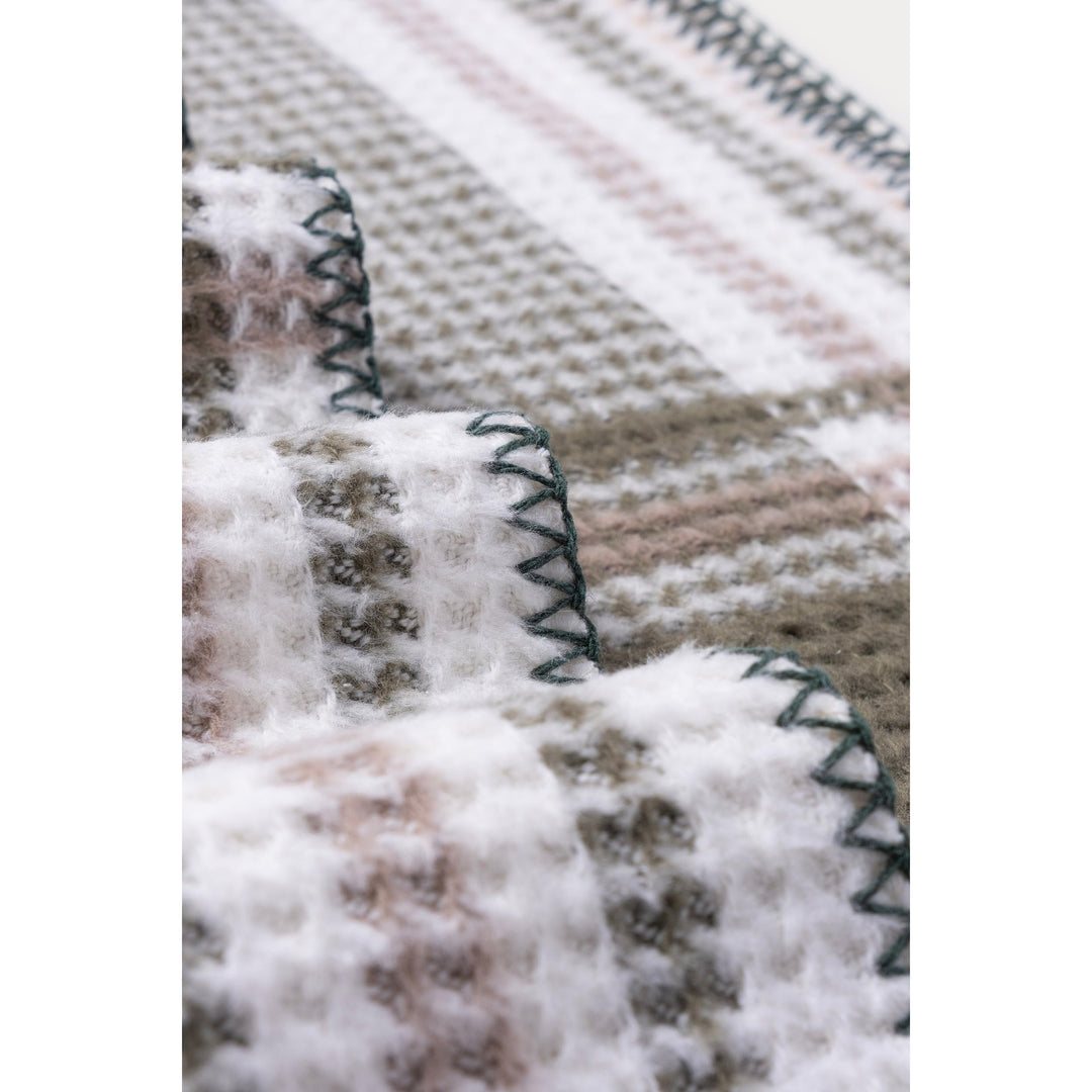 Greenly Throw Green Geometric Casual Cotton - Diamond Home USA