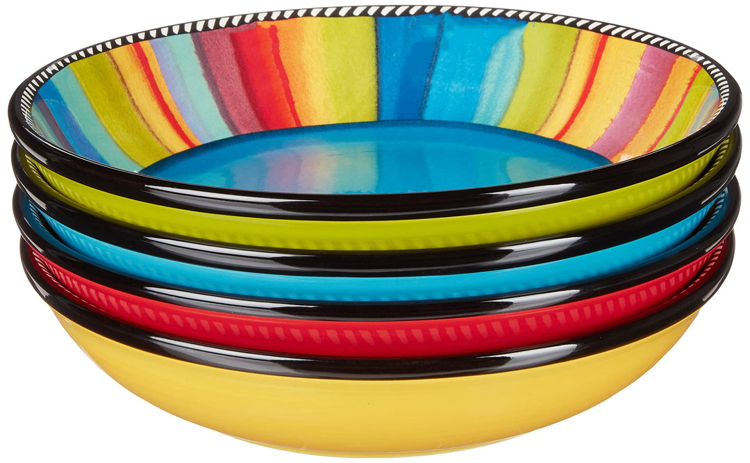 Certified International Sierra 9" Soup/Pasta Bowl Set of 4 Assorted Designs