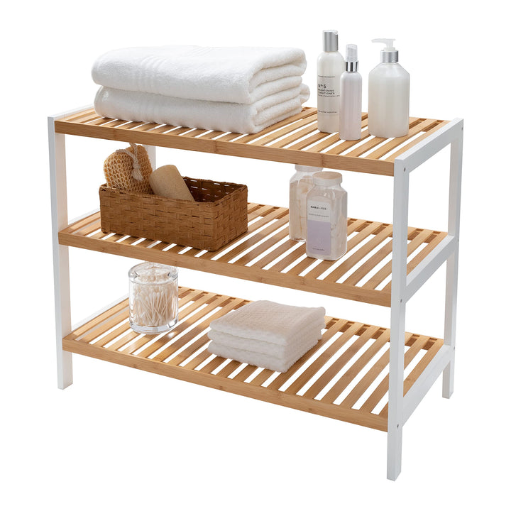 Organize It All 3 Tier White Sonora Bamboo Shelf Dimensions: 8.74" x 1.99" x - Diamond Home USA
