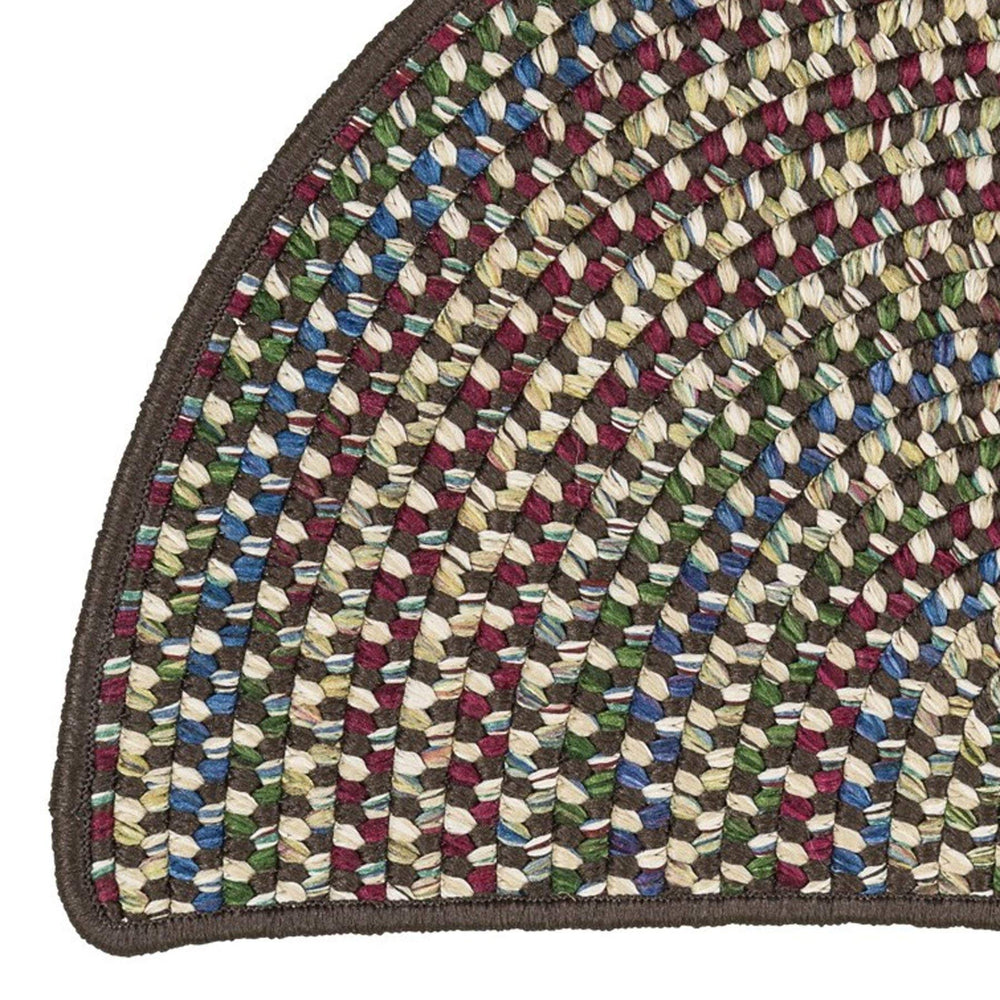 Farmhouse Hearth Rug Half Moon Semi Circle Brown Braided Multi Colors Semicircle - Diamond Home USA